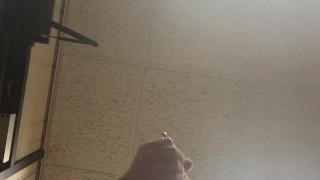 Upward view of me jacking off. Watch me cum on the camera! Leave comments below.