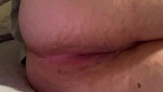 Chubby boy pushes hard to let out massive fart from his pink asshole