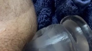 Skinny white man takes big dildo up the ass for the first time