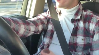 Risky Car Blowjob in Traffic