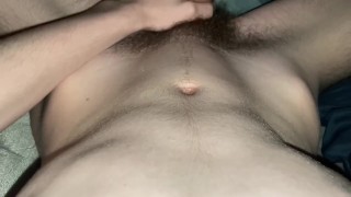 Handsome Uk teen play with his massive cock after workout.