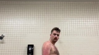 THIC OTTER IN A PUBLIC GYM SHOWER ROOM