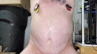 Locktober Day 5 Slave trains his hole while wearing nipple clamps