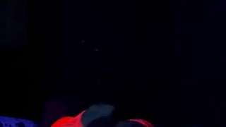 Pink sissy in black light rides bad dragon