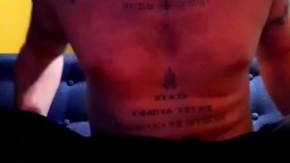 Playing with my big dick on the couch