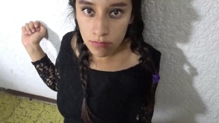 POV Wednesday is doing a great sloppy blowjob with huge facial