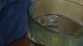 Filling a glass for Pup Abra