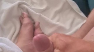 Ginger cock. Cum on feet.