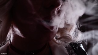 smoking fetish: solo sexy video of hot blonde bratty MILF glaminatrix close up red lips