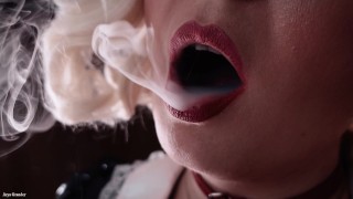 smoking fetish: solo sexy video of hot blonde bratty MILF glaminatrix close up red lips