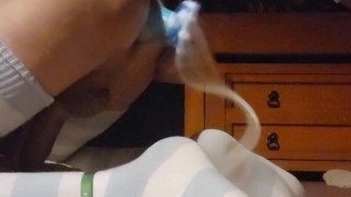 Femboy enjoys knotted dildo