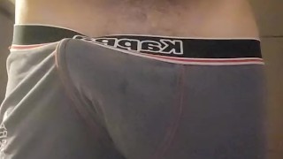 Amateur boy takes his erect big cock and masturbates all the time