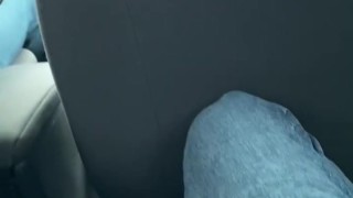 Teen guy jerked off and cummed in the back seat of a taxi