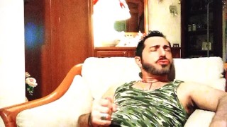 Straight sexy man bored jerking his huge cock