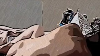 Animated Muscle Guy Destroys Cute Brunettes Pussy