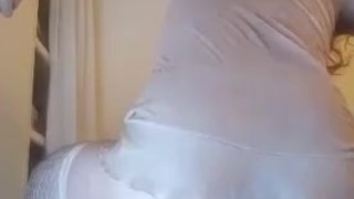 strawberry sits ass on a dildo with a diameter of 9 cm