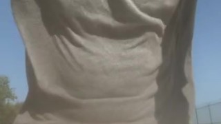 Riding down the road in underwear
