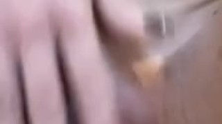 Washing my pussy inside having fun Fucking with a shampoo.
