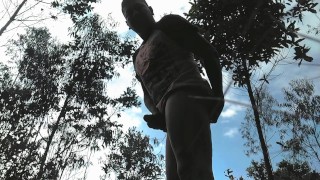 Colombian masturbating in the forest and giving cum