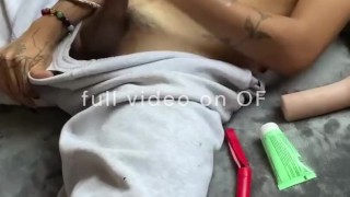 mask guy playing with his pussy toy