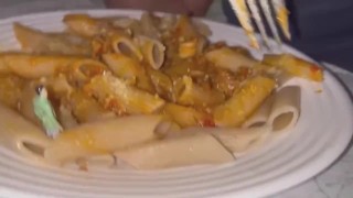 Mia giantess bbw eats and swallows his dough with her tiny, and her belly grows (Vore)