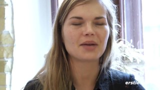 Ersties: Danish Babe Toys Her Hairy Pussy With a Glass Dildo