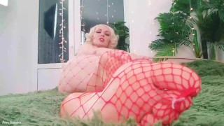 Foot Fetish Video: fishnet pantyhose hot sexy blonde MILF FemDom POV