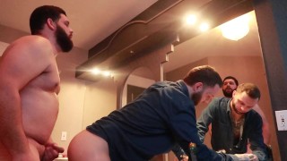 Seduced my gay buddy into the WASHROOM while my friends were over and ALMOST GOT CAUGHT