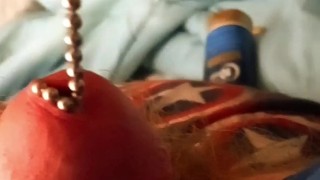 Pulling plus 20 inches of chain out of my cock and almost getting stuck