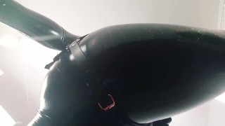 Latex Rubber JOI jerk off instructions - hot pin up MILF in fetish catsuit FemDom POV