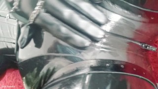 sexual latex rubber fetish model with pin up hair - teasing MILF - curvy body POV video