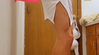 Fucking Pink Dildo In White Heels Until I Cum