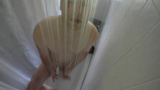 Kudoslong is naked in the shower from above he washes and starts wanking and his penis becomes erect