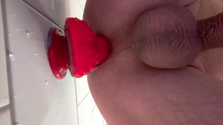 Cute Gay boy trys his new toys dildo in shower Part 1
