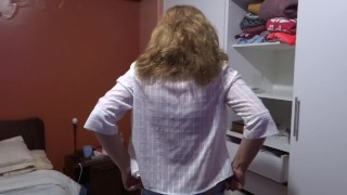 I caught my stepson masturbating and let him cum in my ass