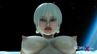 Cyber angel dickgirl fucks a sexy blonde in the space station
