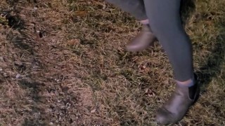 DESPERATION farmer''s field piss stop with pussy POV and stream pee
