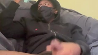 Jerking off my black cock late at night (FOLLOW THE TWITTER @DrHandsomeXXX )