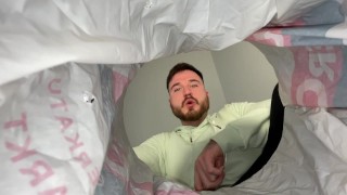 Macrophilia - tiny caught in garbage and trapped by giant