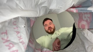 Macrophilia - tiny caught in garbage and trapped by giant