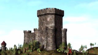 Dwarf knight plays with a sexy young princess slave in the medieval castle