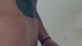 Hot guy masturbaiting alone jerking off at work