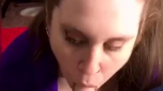 Sucking and licking his cock until he cums on my tongue and big tits 😍💦👅