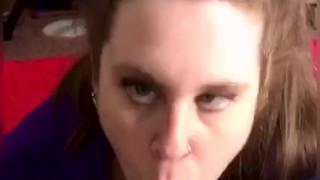 Sucking and licking his cock until he cums on my tongue and big tits 😍💦👅