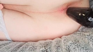 Femboy twink LOVES playing with his tail! CUM in panties