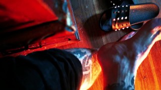 Taking my feet out at my desk