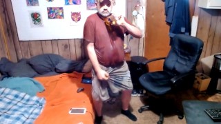 pouring bottle of friends piss on myself and nike shorts