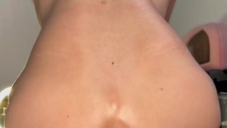 femboy bouncing on dildo in heels and stockings