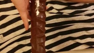 Fucking my BBC dildo with some extra powder