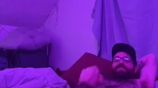 Horny cub shoots massive load onto hairy body